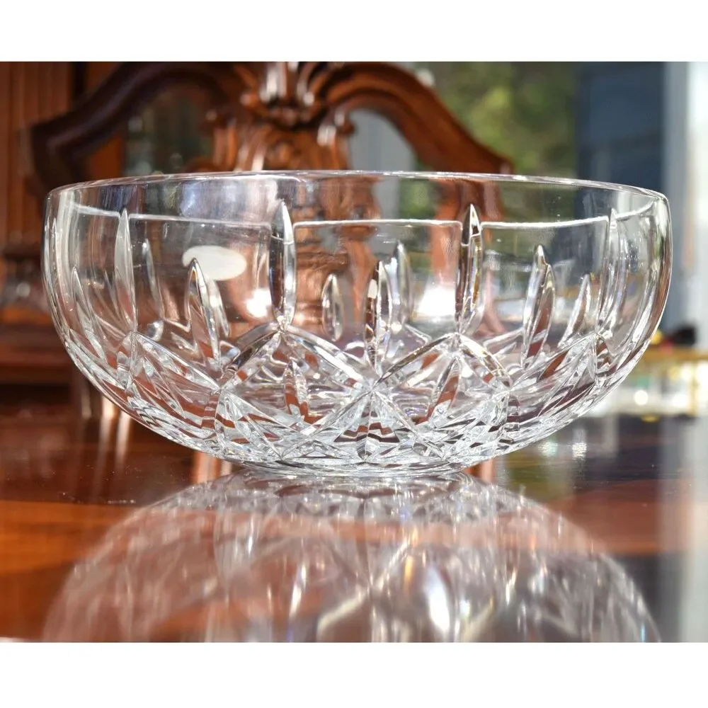 Vintage Block Hand Cut Mouth Blown 24% Lead Crystal Bowl 9